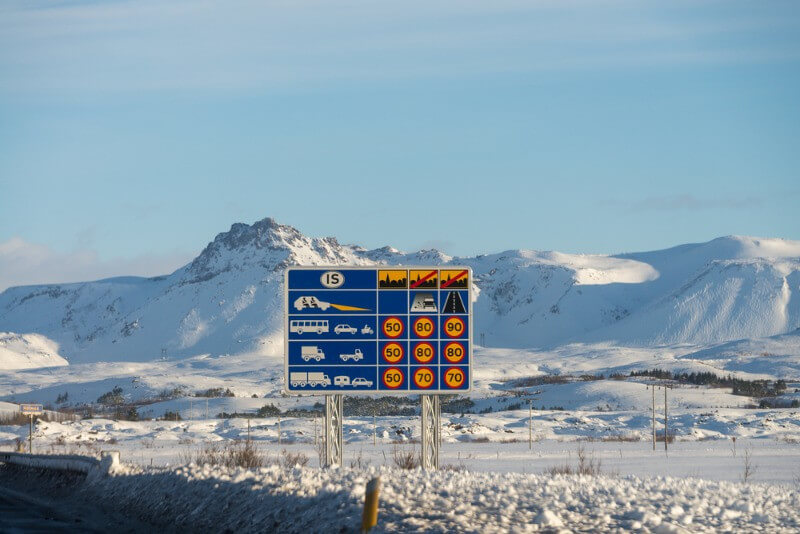 You get speeding fines in Iceland when overpassing the speed limits shown in the image