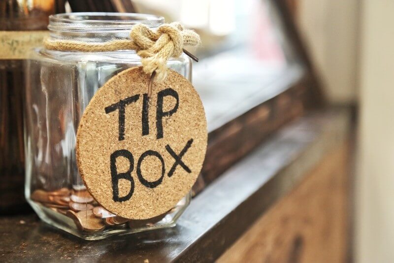 Tip box representing the tipping culture in Iceland