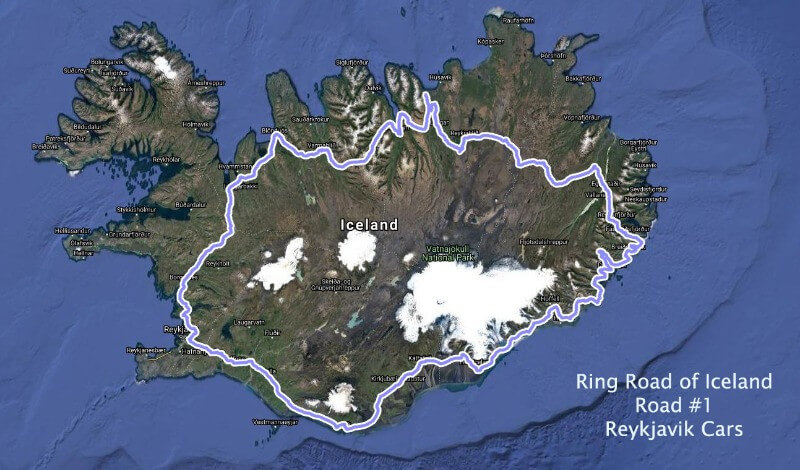 Map detailing the location of the F25 route in Iceland.